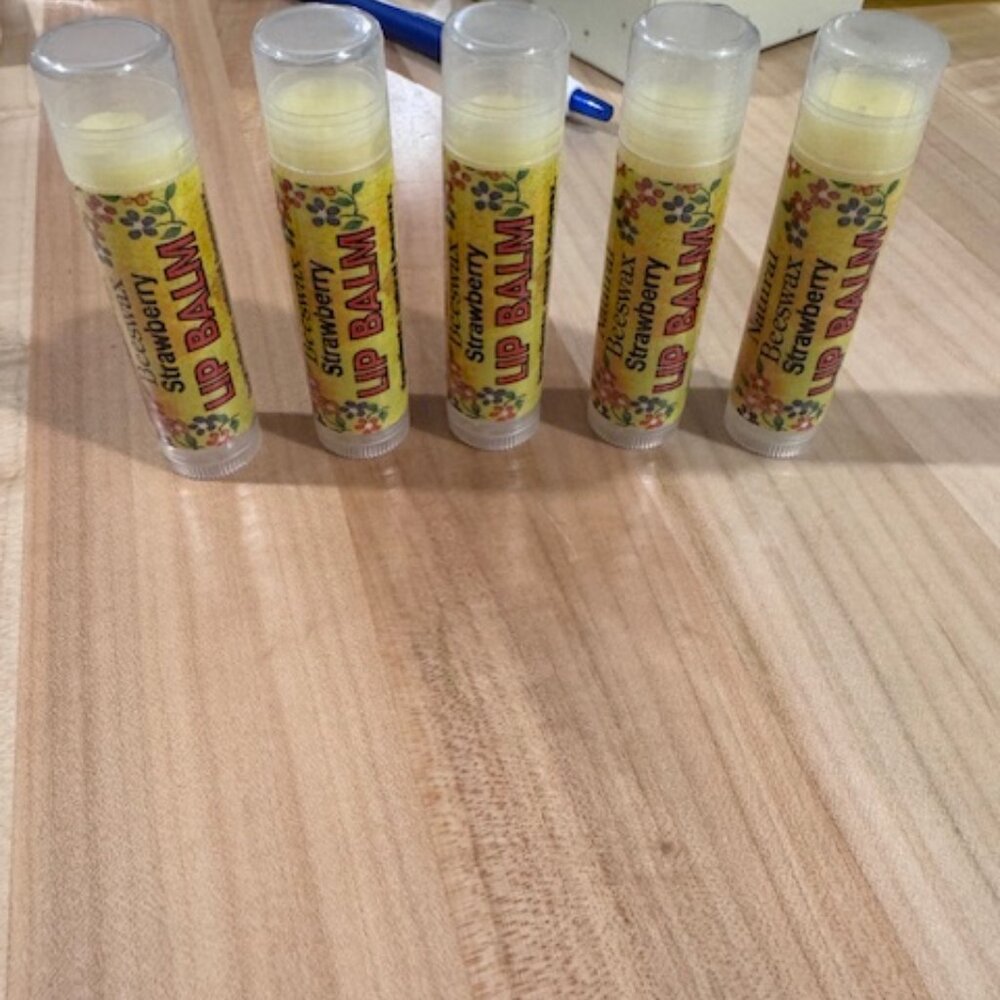 5 Pack (5 Strawberry) Homemade Lip Balm